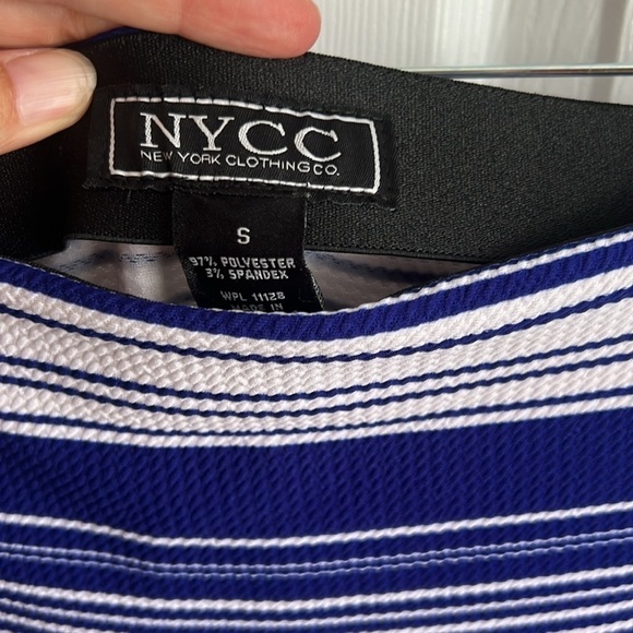 NYCC Striped Pencil Skirt Stretch Career Casual Blue White Small - Picture 3 of 5